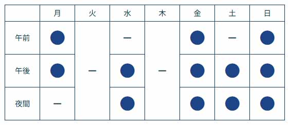 南の谷の鍼灸院の診療時間